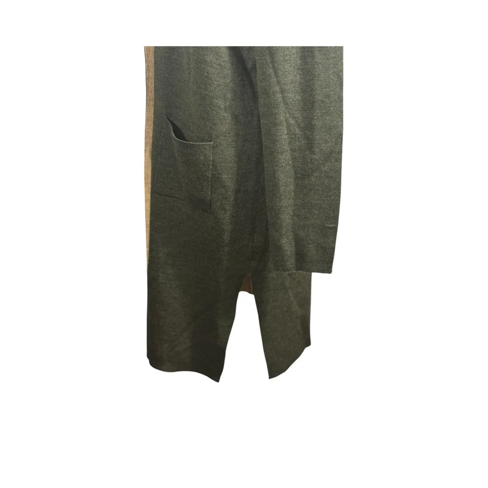 Size L Paul Costelloe Black Label olive green Merino wool blend casual cardigan